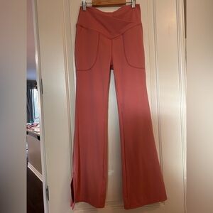 Coral Pink bootleg with ankle slits everyday or athletic Pants